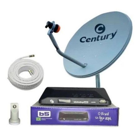 KIT ANTENA PARABOLICA CENTURY 60 CM BANDA KU MIDIABOX B5 (INSTALADO) A VISTA: R$ 750,00 OU 10 VEZES R$ 84,00 NO CARTÃO DE CRÉDITO